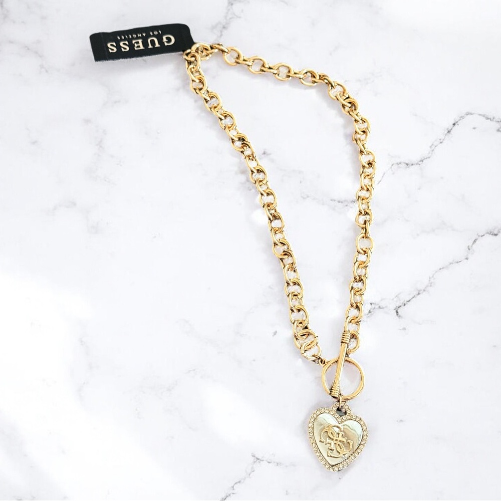 Guess Gold Classic Link Heart Necklace
